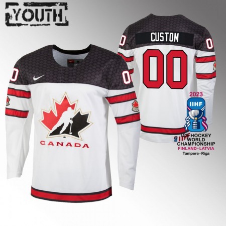 Canada Hockeydrakt Custom IIHF World Championship 2023 Hvit - Barn
